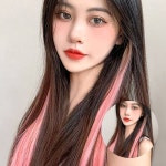 브릿지 헤어피스 핑크  붙임가발 붙임머리피스 : 유성유통01