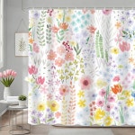APROPICT 봄 꽃 컬러 샤워 커튼 귀여운 보호 야생화 핑크 수채화 천 욕실 장식 Colorful Green : 해피어마켓1