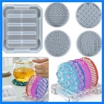 5개 멀티 스타일 실리콘 에폭시 레진 몰드 세트 - DIY 코스터 보관 랙 디스플레이 스탠드 공예 장식 선물 파티용 : 썸머숍