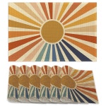 플레이스 매트 6개 세트 빈티지 보헤미안 햇빛 차단 테이블 매트 일출 선샤인 세탁 DS FX 1 Autumn Leaves fall Colo : West Mart