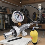 DIN G5/8 연결이 가능한 충전소 어댑터 밸브; 공기 다이빙용, 6000 psi/400bar HPA, 스테인리스 스틸 및 50cm 호스 포함 : 오션글로벌12