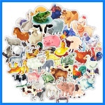 50PCS 귀여운 만화 동물 농장 닭, 오리와 암소 장식 스티커 개인화 된 물 컵 수하물 iPad 선물 : gowoongowoon