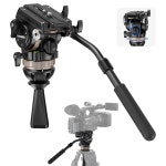 NEWER 비디오 삼각대 유체 헤드 6레벨 다이내믹 밸런스 4레벨 팬/틸트 댐핑 핸들 75mm 베이스 DJI 호환 RS 짐벌호환 메탈 헤비 듀티 QR... 