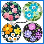 10mm 사진 패턴 라운드 유리 카보 숑 다채로운 아름다운 꽃 VEE024 : 더엑시스