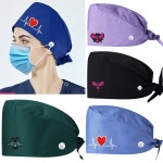 스크럽 캡 여성 남성 외과 모자 꿀벌 약국 의료 고체 애완 동물 클리닉 의사 치과 의사 간호 미용실 모자 버튼 : rayeon9