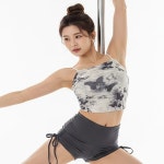 나예 그레이 SET  폴 댄스 옷 의상 웨어 요가 복 필라테스 바디프로필 촬영 복 운동 여성 상의 숏  팬츠 브라 탑 세트 : 베이비앙쥬