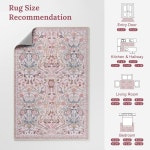 러그, 미끄럼 방지 및 비산 플로럴 대형 소프트 보호 빈티지 액센트 프린트 카펫, 침실 여자 룸 기숙사 식당 농가 보육원 홈 오피스, : 박제비몰