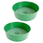 2pcs 정원 토양 체 플라스틱 모래 체망 재사용 가능한 내구성 암석 해변 고양이 척 농장 : 라이크미이지몰