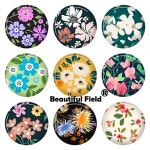 10mm 사진 패턴 라운드 유리 카보 숑 다채로운 아름다운 꽃 VEE024 : 더엑시스