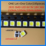 SAMIROB 고휘도 SMD LED 2835 1W 흰색 100개/몫 3v 6V 9V 18V 150MA/100MA/30MA/60MA/350ma : 더코튼라이프