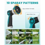 리트랙터블 가든 호스 릴 5/16인치 x 33피트, 벽걸이 3/4인치 황동 피팅 10 패턴 노즐, 자동 되감기 시스템, 길이 잠금 장치, 180 회전... 