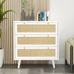 침실용 안믹 화이트 드레서 서랍 3개가 있는 모던 우드 3개 서랍장 H0072를 위한 White 3 Drawer : 스타트몰1
