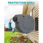 리트랙터블 가든 호스 릴 5/16인치 x 33피트, 벽걸이 3/4인치 황동 피팅 10 패턴 노즐, 자동 되감기 시스템, 길이 잠금 장치, 180 회전... 