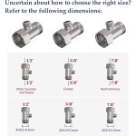 사모드라 비데 설치 액세서리 세트, 7/8인치 금속 T 어댑터, 테플론 테이프, 냉수 연결 땋은 호스 포함 : 블리츠허브003