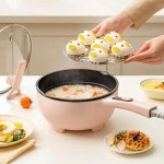 3L Electric Frying Pan Non-Stick Multi-Functional Hot for Dormitory Students Household Cooking Red D : 제이케이원상사