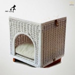 SAW 신시어재팬 등나무 큐브 캣 하우스 화이트 라탄 고양이 집 인테리어 하우스 : 스마트올웨이즈