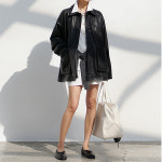 AT THE BAGEL 엣더베이글 루이지 자켓 이태리 램스킨 하프 레더 자켓 : 아포에스토