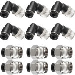 npt 5/32-1/4) 팩) x 스트레이트 1.6cm(5/32인치) pneumatic 엘보 커넥트 콤비네이션 (12, 스레드 투 pc-5/32-1/4+pl-5/32-1/4(12개... 