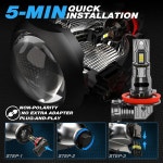 H8 H11 LED 자동차 헤드라이트 전구 캔버스 9005 HB3 HB4 CSP 헤드램프 100W  램프 6000K 12V 20000LM : 하라빈