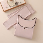 씨플   겨울 여성 보온 내의 상하 세트 스퀘어넥 배색 슬림핏 리본장식 이너웨어J1489 : TIMIU