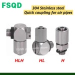 미니 304 스테인레스 스틸 퀵 트위스트 에어 파이프 퀵 커넥터 MS-4H/5HL/6HLH-4-6 직선형 엘보 H HL HLH 유형 : 마레노