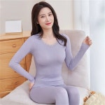 씨플   겨울 여성 레이스 라운드넥 심리스 슬림핏 발열 보온 내의세트J1495 : TIMIU