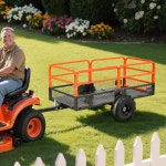 VEVOR 22 Cu.Ft 1600Lbs 스틸 ATV UTV 트레일러 견인, 탈착식 후면 패널이... 트랙터 정원 마당용 유틸리티 덤프 트레일러 뒤에 무거 : 프라법스