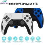 GAMINJA P48 무선 컨트롤러 BT 게임 패드 더블 진동 터치 패드가있는 지연 없음 PS4 PS3 PC 용 마이크 이어폰 포트 : 이로운템