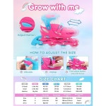 여자 인라인 스케이트, 용 풀 조명 휠이 있는 4사이즈 조절 가능한 롤러 슈즈, 초급 및 성인 여성용 하드 쉘 스케이트 Small(J9-J12 US)... 