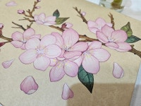 [동양화 화판] 벚꽃 민화 그리기 키트 이합장지 원목 판넬 배접완료 도안세트 : 짙은화방