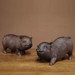 돼지 모형 조각상 흑돼지 고깃집 대형 야외 작은 1쌍 실물 농장 블랙 소품 정제흑단길이13cm[싱글] : 폰이테일