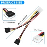 4 IDE Molex 15 SATA 20cm Y 18AWG SATA  SSD  핀 남성 → 듀얼 핀 암 전원 변환 케이블 자형 스플리터 : Wisteria vg