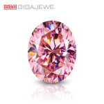 GIGAJEWE Moissanite 사쿠라 핑크 컬러 타원형 컷 FL-VVS1 PFL-remium 보석 느슨한 다이아몬드 테스트 보석 만들기 통과 : 제스114