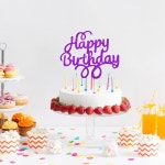 토퍼 퍼플 용품 - 남녀를 케이크 및 위한 생일 기념일 파티 장식, 글리터 : 글로벌여우8호점