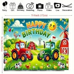 농장 생일 태피스트리 축하 문구가 생동감 넘치는 트랙터와 헛간 장면 파티 사진 배경 컨트리 테마 벽장식 1. DT251010000063 : 지이유21호점