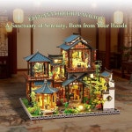 오즈제이 하우스 키트 가구가 있는 미니 빌딩 생일 크리스마스를 위한 인형의 집 우아한 난초 파빌리온 Magic Book House : 코어상품마켓