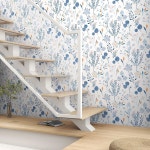 PEO 블루 플로럴 벽지 식물 침실용 43 데코 방수 497CM 페이퍼 자체 종이 접착  17 3 x 197 : 오늘도 탐나