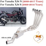 야마하 XJ6N N S 2009-2016 2017 바이크 오토바이 배기 51MM 머플러 스테인레스 튜브 프론트 미드 링크 파이프 슬립온 : 미주나인