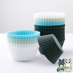 12Pcs 실리콘 머핀 컵케익 라운드 케이크 베이킹 금형 생일 파티 크리스마스 홈 주방 품 장식 도구 : 쿠쿠스토어5