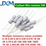 10PCS 5W 탄소 필름 5% 컬러 링 스루홀 저항기 1R 2.2R 30R 47R 1K 4.7K 1M : 샤론픽
