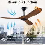 ABS 천장 선풍기 원목 블랜드 52 60인치 LED DC 모터 리모컨 포함 거실용 : CompanySON