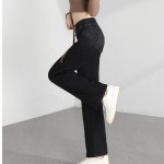 씨플   겨울 여성 하이웨이스트 기모안감 데님 와이드 밴딩 팬츠 캐주얼 데일리룩 보온J1467 : TIMIU