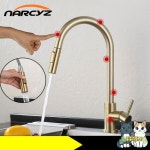 스마트 터치 주방 304 스테인레스 스틸 수도꼭지 접시 분지 센서 풀 아웃 회전식 냉온수 EY-C0071 : 쿠쿠스토어5