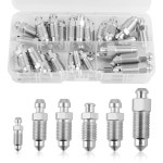 36PCS 브레이크 블리더 스크류 키트 멀티사이즈, 밸브 교체 H9403-6 H9410-6 H9406-6 H9402-6 H9407-6 H9404-6, SAE 및 미터법 키트... 
