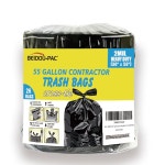 BEIDOU-PAC 계약자 헤비 듀티 쓰레기 봉투 55갤런 | 26 카운트 2 MIL 36인치 X 56인치 비즈니스 홈 상업용, 산업용, 보관용, 실외용 대형 블랙... 