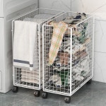 스텐빨래바구니 접이식 이동식 가정용 풀이 빈티지 스텐 파랗고 런드리 감성 하얗다 틈새 대용량 수건 햄퍼 1 풀이 파랗고 하얗다 : 미지상회