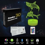 Shark 3D 일루전 야간 조명 동물, USB LED 테이블 램프, 터치 센서 및 16 : 레몬1