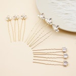 웨딩 간단한 크리스탈 머리핀 세트 신부 장식 일일 헤어 클립 여성용 액세서리 골드 쥬얼리 : 오로라종합유통