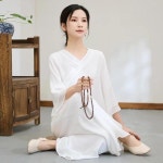 여성용 선 명상 습관 착용 치유 사제 도교 단식 슈트 태극권 공연 중국 전통 : 사이전자