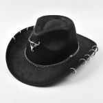 빈티지 가짜 서양 카우보이 모자 남성용 신사 재즈 휴일 파티 코스프레 솜브레로 Hombre : 사일상사